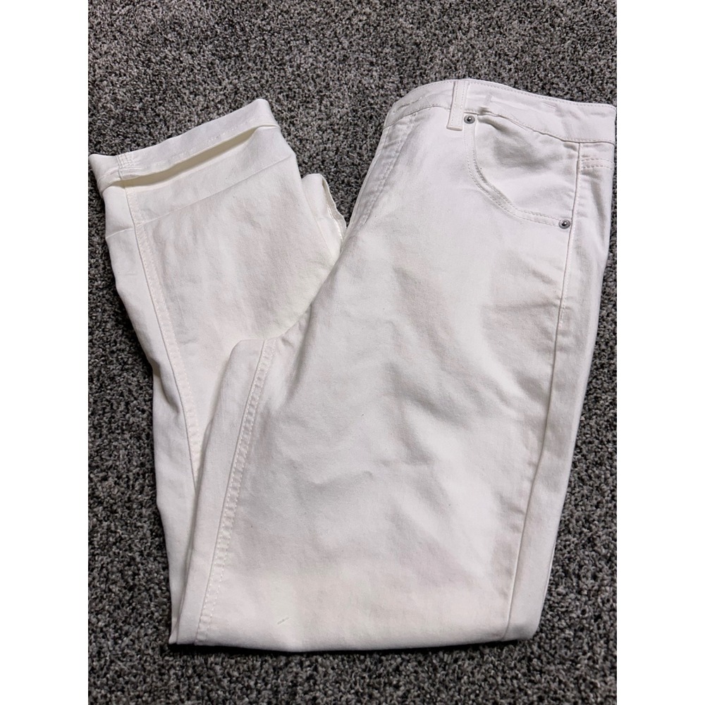 D47 Frye Womens White Straight Leg Denim Jeans Cuffed Size 4/27 Stretch Cotton